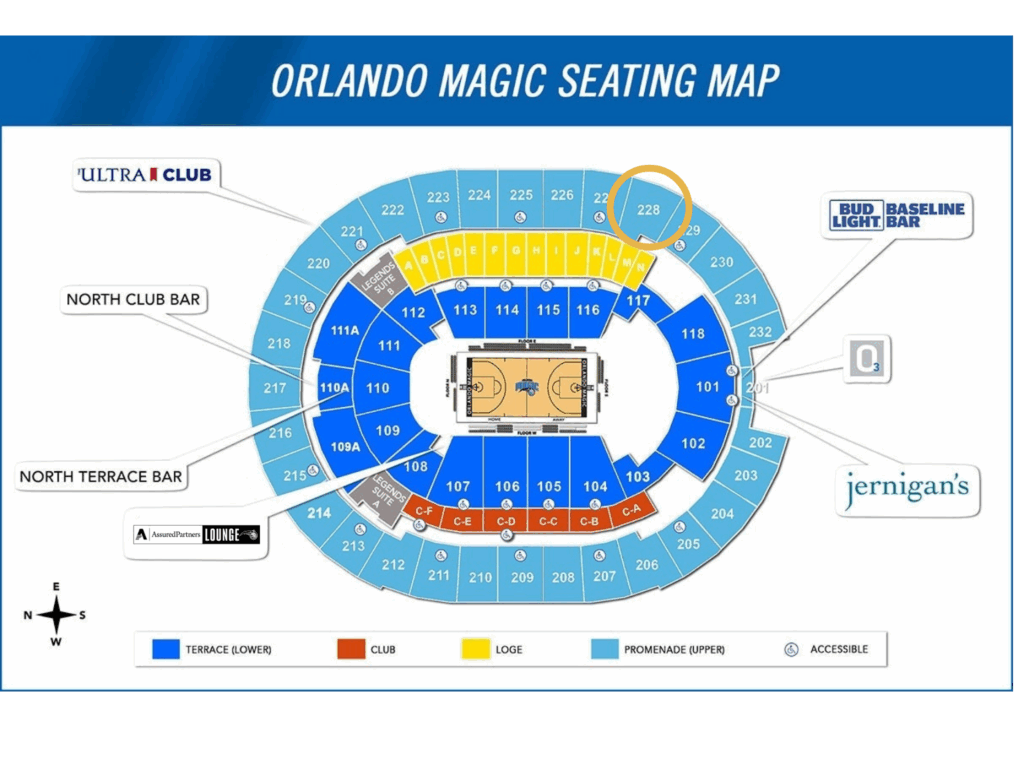 Seating map, mapa de assentos do Kia Center