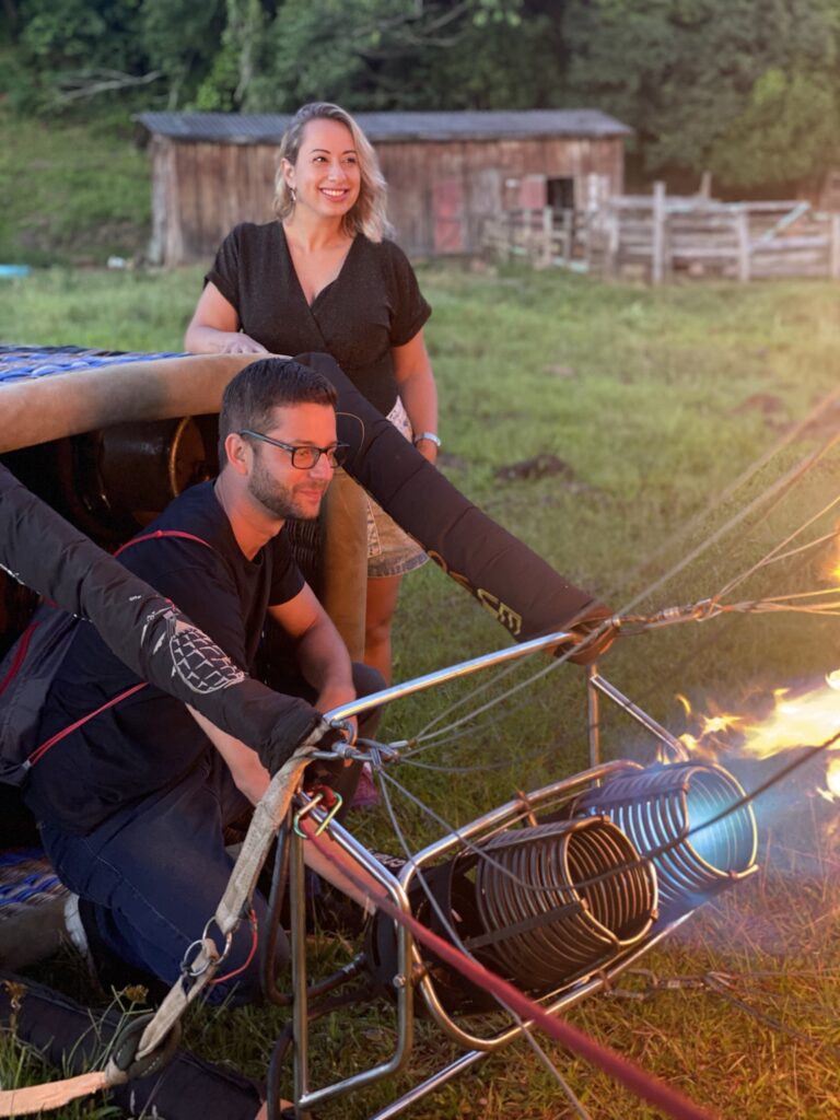 Acionando o balão em Praia Grande